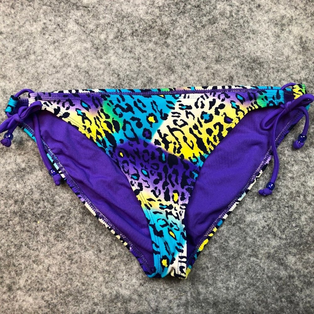 Joe Boxer Bikini Bottom XL Purple Leopard Full Coverage Bottom Side Tie Hipster